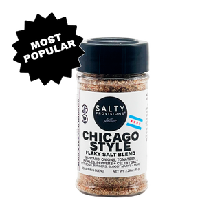 A perfect blend of our Award Winning Zesty Pickle and Celery Salts with all the toppings from a Famous Chicago Style Hot Dog including Mustard, Onion, Tomato and Peppers. So delicious!