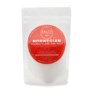 Norwegian Coarse Sea Salt - ONLY AVAILABLE IN 175g POUCH. Fresh, crisp Flaky Sea Salt hand-harvested from the Norwegian Sea. 