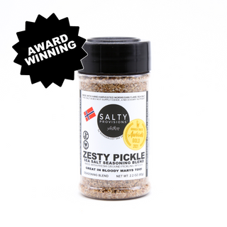 Discover the Unrivaled Tanginess of Salty Provisions Award-Winning ZESTY PICKLE Sea Salt Blend. This fan favorite has a dynamic flavor profile, the possibilities are endless with this one!