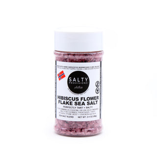 A perfect blend of Norwegian, flake sea salt and ground hibiscus flowers. Use as a gorgeous finishing salt or replace your table salt shaker for extra flavor and quality taste. 